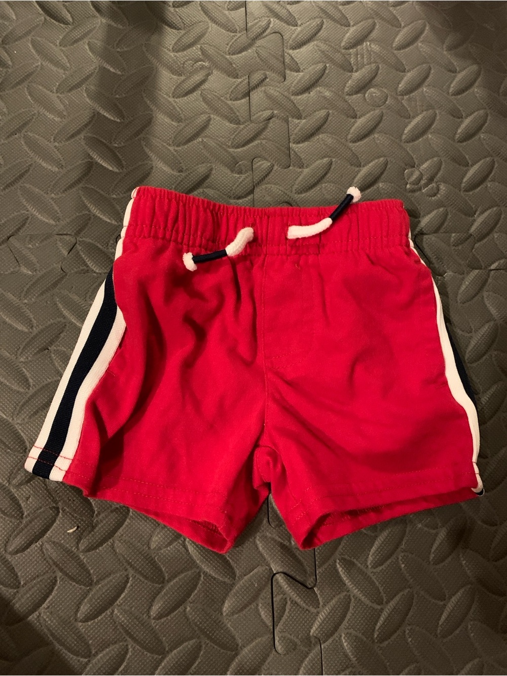 Red Athletic Shorts Side Stripes Infant Baby Boy Size 0 3 Months Cotton